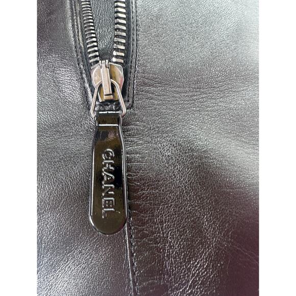 ⭐️ Chanel Black Leather Cap Toe Over The Knee Boots Sz 37 / 7 - Picture 12 of 16